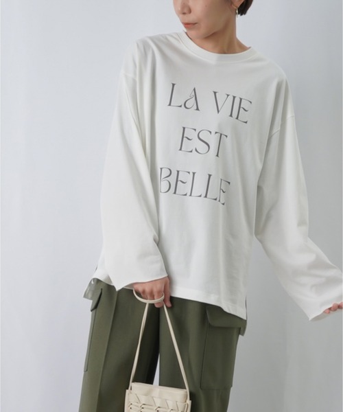 LUCA/LADY LUCK LUCA(ルカ/レディラックルカ)の「LC/LLL ワイド袖ロゴロンT(Tシャツ/カットソー・レディース・オフホワイト/ライトカーキ/ネイビー・FREE)」の12枚目の写真