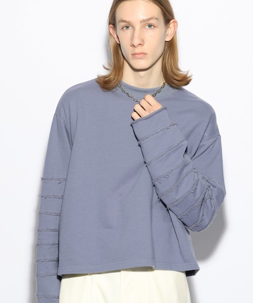 HARE（ハレ）の「ボリュームアームショートスウェット(HARE)（スウェット・メンズ・ブルー/グレー/ブラック・FREE）」の12枚目の写真
