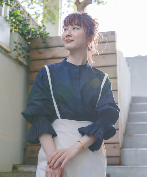 Rouge vif（ルージュヴィフ）の「【一部店舗限定】スリーブプリーツブラウス（シャツ/ブラウス・レディース・サックスブルー/ネイビー/ホワイト・フリー）」の7枚目の写真