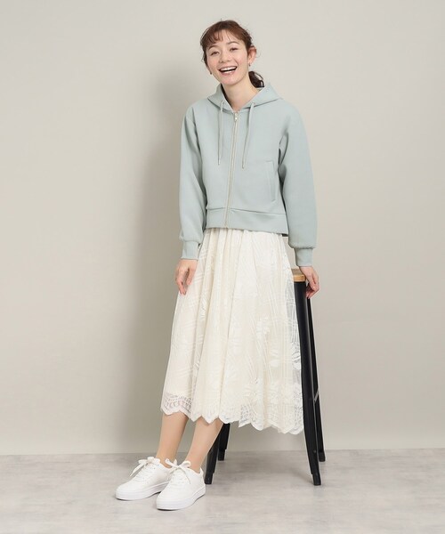 ITS'DEMO（イッツデモ）の「◆【シルエットきれい／フェミニン派にもおすすめ／サステナブル／リサイクルポリエステル使用】ダンボールパーカー（パーカー・レディース・ホワイト/グリーン系/ベビーピンク/ナチュラル・00）」の11枚目の写真