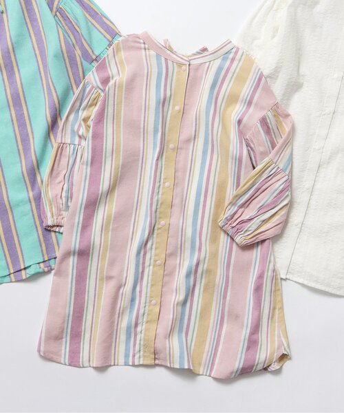 BREEZE（ブリーズ）の「2WAYシャツワンピース（ワンピース・キッズ・ピンク/オフホワイト/ミント・140/130/120/110/100/90/80）」の3枚目の写真