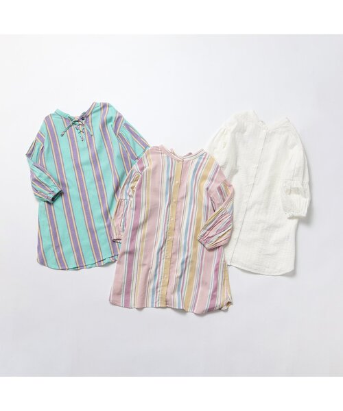BREEZE（ブリーズ）の「2WAYシャツワンピース（ワンピース・キッズ・ピンク/オフホワイト/ミント・140/130/120/110/100/90/80）」の4枚目の写真
