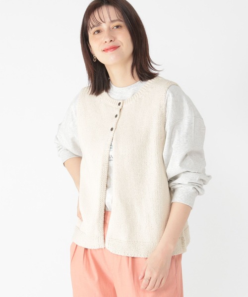 3ゲージコットンリリヤーンダブルフロントベスト（ベスト）｜studio