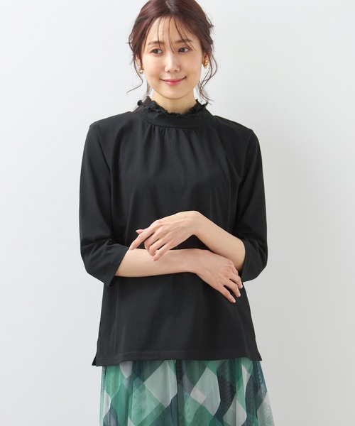Petit Honfleur(プチオンフルール)の「レースシャーリングプルオーバー(Tシャツ/カットソー・レディース・イエロー/アイボリー/ブラック・M/L)」の1枚目の写真