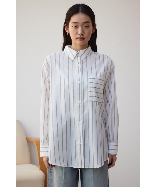 AZUL by moussy(アズールバイマウジー)の「ベーシックオーバーシャツ(シャツ/ブラウス・レディース・サックスブルー/オフホワイト/ブルー系その他/ホワイト系その他・FREE)」の18枚目の写真