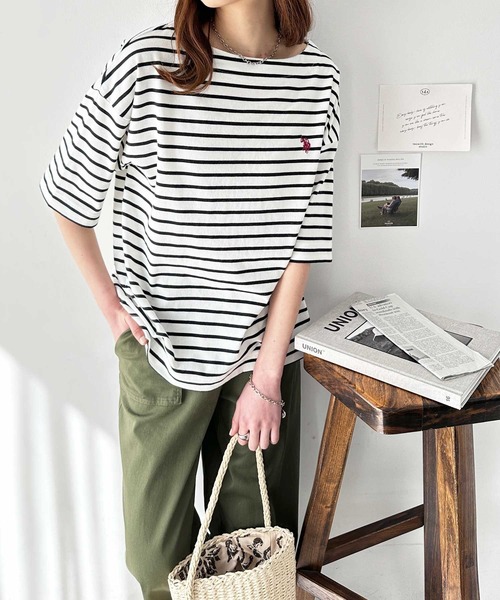 U.S. POLO ASSN.(ユーエスポロアッスン)の「GeeRA別注【U.S. POLO ASSN.】5分袖Tシャツ(Tシャツ/カットソー・レディース・オフホワイト/その他・MEDIUM/LARGE)」の8枚目の写真