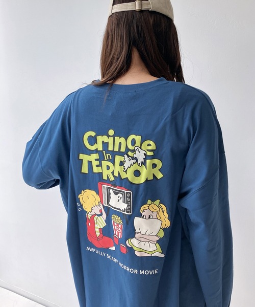 AS KNOW AS plus(アズノゥアズプラス)の「◎レトロキッズ オーバーサイズ 刺繍ロゴロンT(Tシャツ/カットソー・レディース・ブルー/オフホワイト/オートミール/スミクロ/ホワイト系2/ブラック系2/ブルー系2/ベージュ系2・FREE)」の8枚目の写真