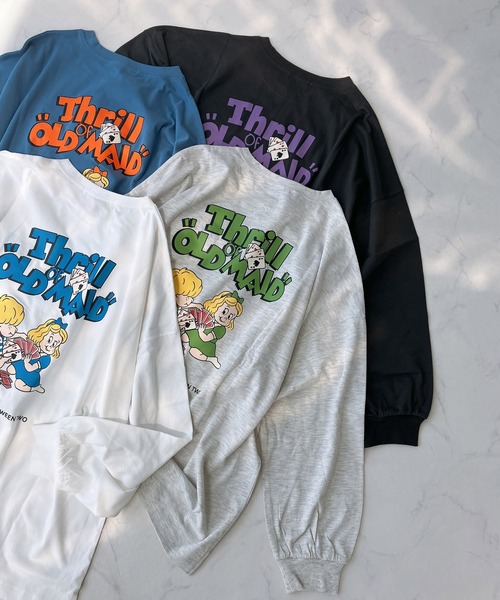 AS KNOW AS plus(アズノゥアズプラス)の「◎レトロキッズ オーバーサイズ 刺繍ロゴロンT(Tシャツ/カットソー・レディース・ブルー/オフホワイト/オートミール/スミクロ/ホワイト系2/ブラック系2/ブルー系2/ベージュ系2・FREE)」の12枚目の写真