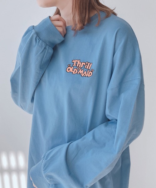 AS KNOW AS plus(アズノゥアズプラス)の「◎レトロキッズ オーバーサイズ 刺繍ロゴロンT(Tシャツ/カットソー・レディース・ブルー/オフホワイト/オートミール/スミクロ/ホワイト系2/ブラック系2/ブルー系2/ベージュ系2・FREE)」の19枚目の写真