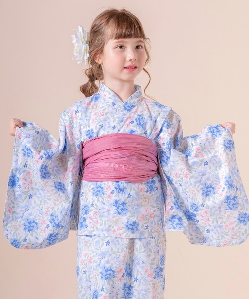 Catherine Cottage(キャサリンコテージ)の「2WAYセパレート浴衣セット(浴衣・キッズ・ピンク系1/ライトブルー/ライトピンク/ブラック/ホワイト系2/ブルー系1/ネイビー系1/ネイビー系2/ホワイト系1/アイボリー/サックスブルー/ピンク系2/ピンク系3/ピンク系4/グリーン系4/ブルー系3/ホワイト系4/ネイビー系3/ブルー系4/ブルー × パープル/ホワイト×ブルー/ライラック系1/ブルー系2/オレンジ系6/グリーン系6/ピンク系6/ピンク系5/モーブ系6/ブルー系5/ネイビー系5/ブルー系6・L/M/XS/S)」の4枚目の写真