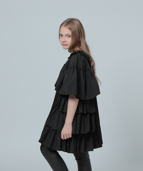 LOWRYS FARM（ローリーズファーム）の「イソザイフリルチュニック　 115690（チュニック・キッズ・ホワイト/ブラック・FREE）」の2枚目の写真