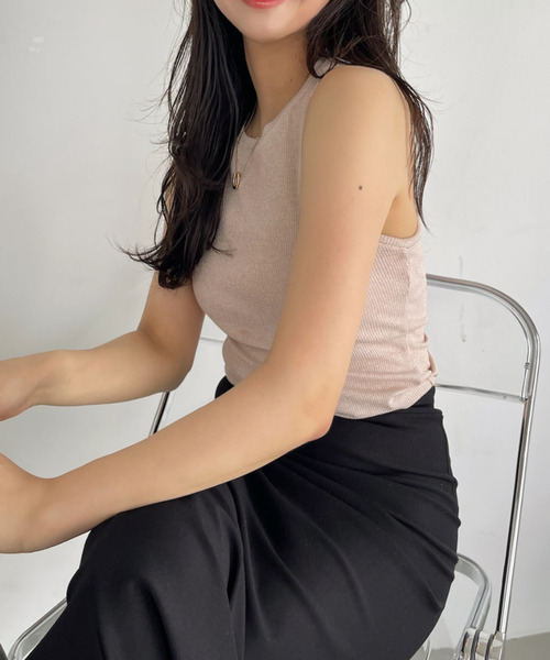 Ada.（エイダ）の「カップ付き ラメ テレコ アメスリ タンクトップ（タンクトップ・レディース・ブラック/ピンク/グリーン/シルバー・FREE）」の19枚目の写真