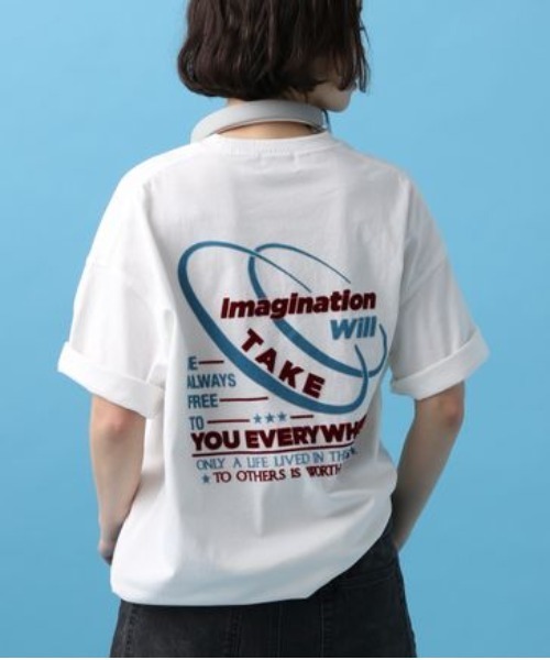 PBLIM(ページボーイリム)の「PBLIM/サークルロゴT(Tシャツ/カットソー・レディース・オフホワイト/ブルー/レッド/イエロー・MEDIUM/LARGE)」の2枚目の写真