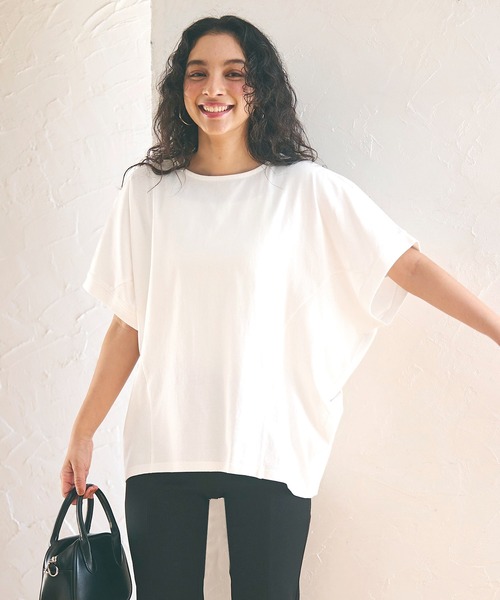 coca(coca)(コカ)の「【WEB限定セール】ボートネックドルンマンTシャツ(Tシャツ/カットソー・レディース・ホワイト/ブラック/グレイッシュベージュ・M/L)」の5枚目の写真