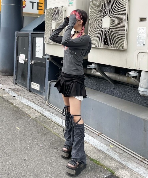 【セール】ストリートファッション XU エックスユー side shirring pleats skirt プリーツスカート サイドリボンスカート ミニスカート ショート丈スカート バレエコア 韓国ファッション 韓国ストリート（スカート）｜XU（エックスユー）