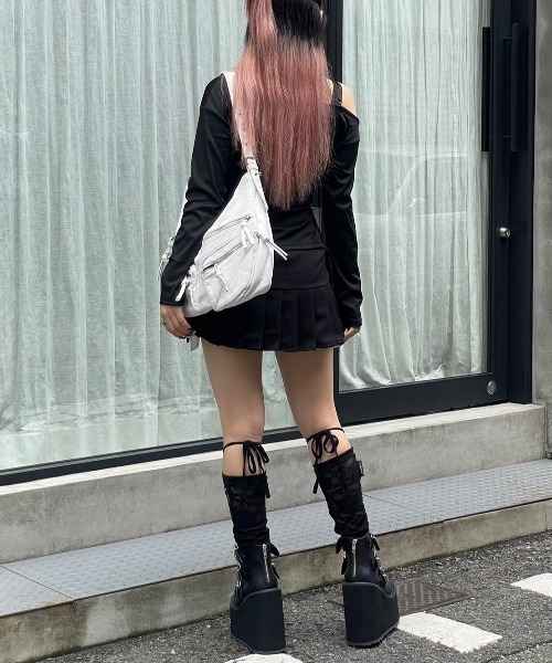 【セール】ストリートファッション XU エックスユー side shirring pleats skirt プリーツスカート サイドリボンスカート ミニスカート ショート丈スカート バレエコア 韓国ファッション 韓国ストリート（スカート）｜XU（エックスユー）