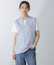 NANO universe（ナノユニバース）の「洗濯機洗可・UVカットキーネックノースリ－ブニット（ニット/セーター）」