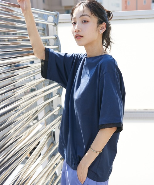 CRAFT STANDARD BOUTIQUE(クラフトスタンダードブティック)の「【UVカット】布帛切り替えプルオーバー(Tシャツ/カットソー・レディース・ベージュ/オフホワイト/ブラック/ネイビー・M/L)」の1枚目の写真