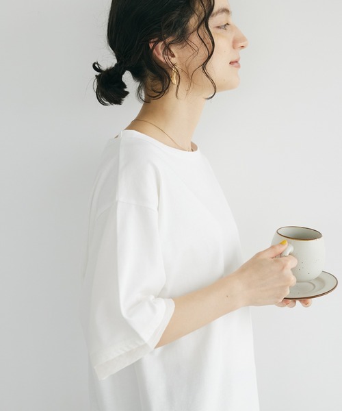 CRAFT STANDARD BOUTIQUE(クラフトスタンダードブティック)の「【UVカット】布帛切り替えプルオーバー(Tシャツ/カットソー・レディース・ベージュ/オフホワイト/ブラック/ネイビー・M/L)」の2枚目の写真