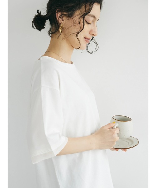 CRAFT STANDARD BOUTIQUE(クラフトスタンダードブティック)の「【UVカット】布帛切り替えプルオーバー(Tシャツ/カットソー・レディース・ベージュ/オフホワイト/ブラック/ネイビー・M/L)」の6枚目の写真