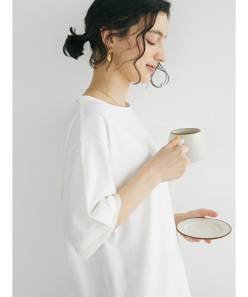 CRAFT STANDARD BOUTIQUE(クラフトスタンダードブティック)の「【UVカット】布帛切り替えプルオーバー(Tシャツ/カットソー・レディース・ベージュ/オフホワイト/ブラック/ネイビー・M/L)」の8枚目の写真