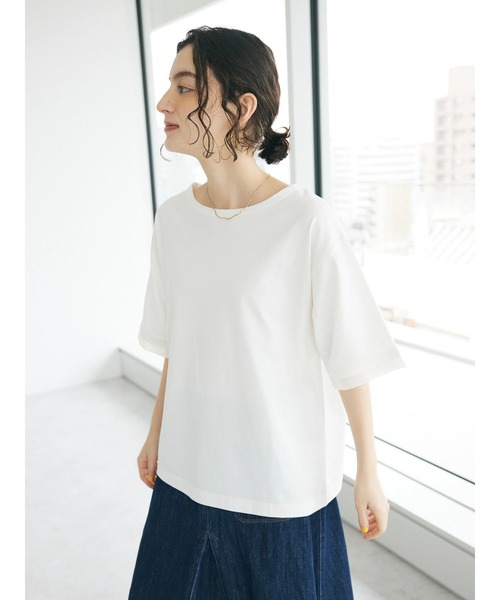 CRAFT STANDARD BOUTIQUE(クラフトスタンダードブティック)の「【UVカット】布帛切り替えプルオーバー(Tシャツ/カットソー・レディース・ベージュ/オフホワイト/ブラック/ネイビー・M/L)」の9枚目の写真