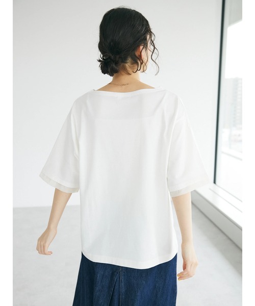 CRAFT STANDARD BOUTIQUE(クラフトスタンダードブティック)の「【UVカット】布帛切り替えプルオーバー(Tシャツ/カットソー・レディース・ベージュ/オフホワイト/ブラック/ネイビー・M/L)」の11枚目の写真