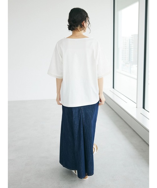 CRAFT STANDARD BOUTIQUE(クラフトスタンダードブティック)の「【UVカット】布帛切り替えプルオーバー(Tシャツ/カットソー・レディース・ベージュ/オフホワイト/ブラック/ネイビー・M/L)」の14枚目の写真