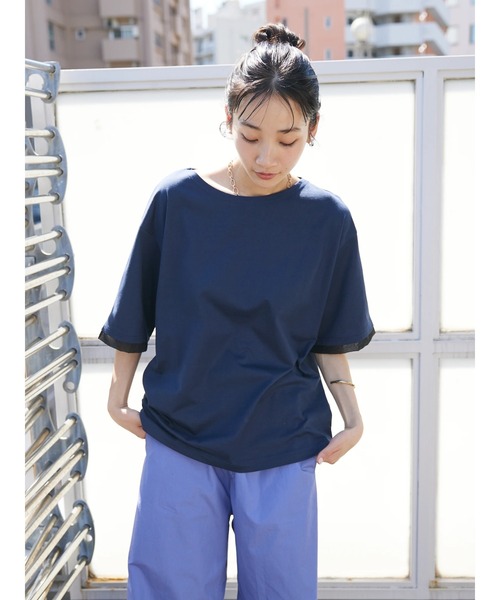 CRAFT STANDARD BOUTIQUE(クラフトスタンダードブティック)の「【UVカット】布帛切り替えプルオーバー(Tシャツ/カットソー・レディース・ベージュ/オフホワイト/ブラック/ネイビー・M/L)」の17枚目の写真