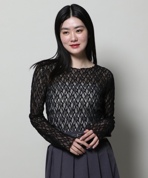 3.3 Field Trip （3.3フィールドトリップ）の「3.3 Field Trip／レイヤードレースT 2123907（Tシャツ/カットソー・レディース・ブラック/アイボリー・FREE）」の18枚目の写真