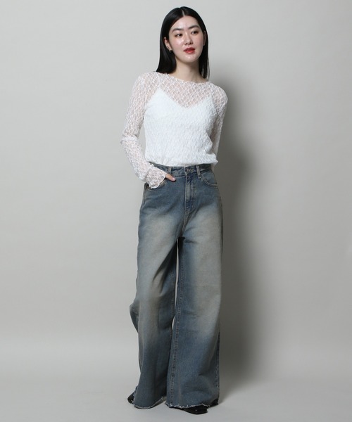 3.3 Field Trip （3.3フィールドトリップ）の「3.3 Field Trip／レイヤードレースT 2123907（Tシャツ/カットソー・レディース・ブラック/アイボリー・FREE）」の21枚目の写真