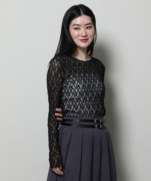 3.3 Field Trip （3.3フィールドトリップ）の「3.3 Field Trip／レイヤードレースT 2123907（Tシャツ/カットソー・レディース・ブラック/アイボリー・FREE）」の16枚目の写真