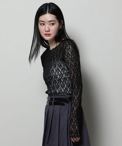 3.3 Field Trip （3.3フィールドトリップ）の「3.3 Field Trip／レイヤードレースT 2123907（Tシャツ/カットソー・レディース・ブラック/アイボリー・FREE）」の17枚目の写真