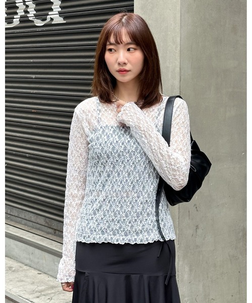 3.3 Field Trip （3.3フィールドトリップ）の「3.3 Field Trip／レイヤードレースT 2123907（Tシャツ/カットソー・レディース・ブラック/アイボリー・FREE）」の8枚目の写真