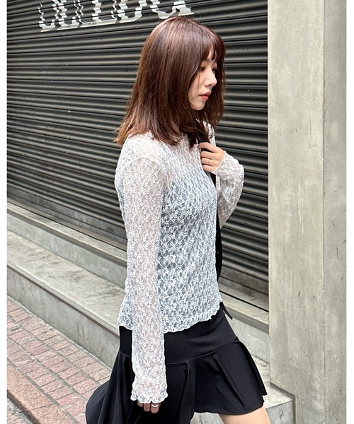 3.3 Field Trip （3.3フィールドトリップ）の「3.3 Field Trip／レイヤードレースT 2123907（Tシャツ/カットソー・レディース・ブラック/アイボリー・FREE）」の9枚目の写真