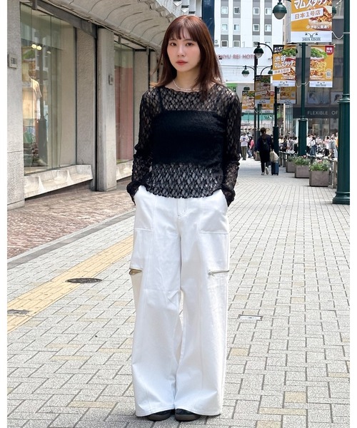 3.3 Field Trip （3.3フィールドトリップ）の「3.3 Field Trip／レイヤードレースT 2123907（Tシャツ/カットソー・レディース・ブラック/アイボリー・FREE）」の10枚目の写真