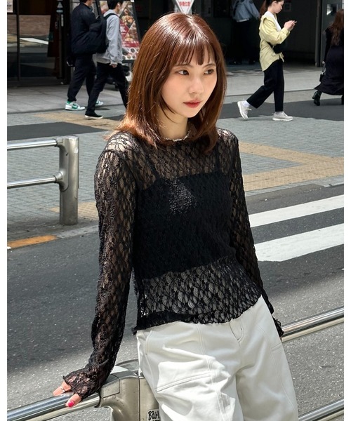 3.3 Field Trip （3.3フィールドトリップ）の「3.3 Field Trip／レイヤードレースT 2123907（Tシャツ/カットソー・レディース・ブラック/アイボリー・FREE）」の13枚目の写真