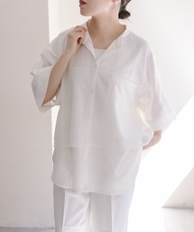 ear PAPILLONNER | 《手洗い可/サイドスリット入り》メッシュ切り替えシャツ【SUM1 STYLE】(シャツ/ブラウス)