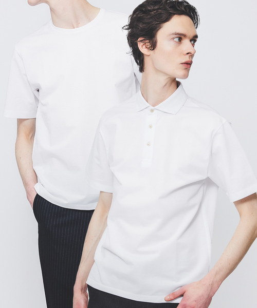 ABAHOUSE GRAY(アバハウスグレイ)の「【2点セット / COOL DRYMAX】シルケットカノコポロシャツ & Tシャツ(Tシャツ/カットソー・メンズ・ネイビー/ブラック/グレイッシュベージュ/ホワイト/グリーン・46/48/50)」の2枚目の写真