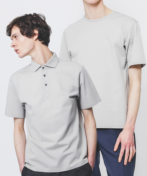 ABAHOUSE GRAY(アバハウスグレイ)の「【2点セット / COOL DRYMAX】シルケットカノコポロシャツ & Tシャツ(Tシャツ/カットソー・メンズ・ネイビー/ブラック/グレイッシュベージュ/ホワイト/グリーン・46/48/50)」の4枚目の写真