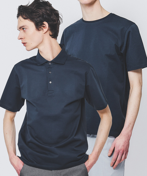 ABAHOUSE GRAY(アバハウスグレイ)の「【2点セット / COOL DRYMAX】シルケットカノコポロシャツ & Tシャツ(Tシャツ/カットソー・メンズ・ネイビー/ブラック/グレイッシュベージュ/ホワイト/グリーン・46/48/50)」の1枚目の写真
