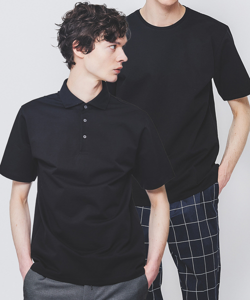 ABAHOUSE GRAY(アバハウスグレイ)の「【2点セット / COOL DRYMAX】シルケットカノコポロシャツ & Tシャツ(Tシャツ/カットソー・メンズ・ネイビー/ブラック/グレイッシュベージュ/ホワイト/グリーン・46/48/50)」の3枚目の写真