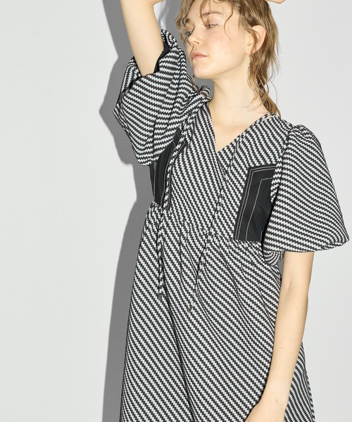 ワンピース floating jacquard balloon sleeve OP floating jacquard balloon sleeve OP（ワンピース）｜WILLFULLY