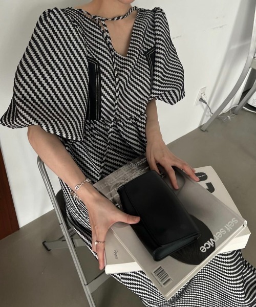 ワンピース floating jacquard balloon sleeve OP floating jacquard balloon sleeve OP（ワンピース）｜WILLFULLY