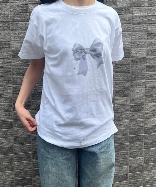 fiere(フィエール)の「リボンプリントTシャツ(Tシャツ/カットソー・レディース・ホワイト・M/L)」の3枚目の写真