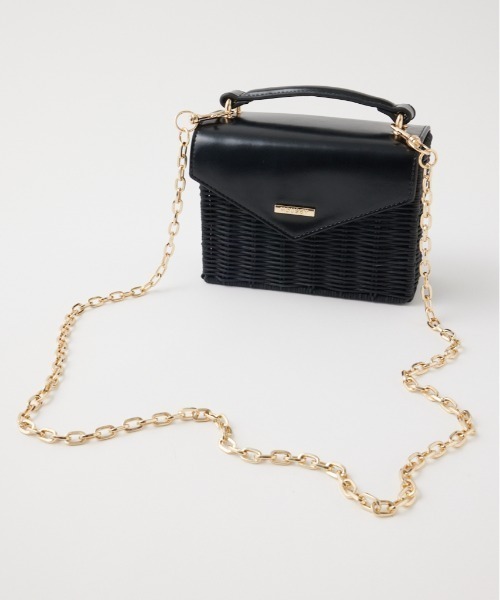 MOUSSY（マウジー）の「SQUARE BASKET バッグ（かごバッグ・レディース・ブラック/ベージュ・FREE）」の2枚目の写真