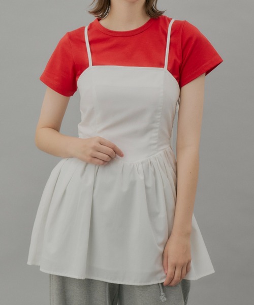 GIUNON（ジウノン）の「hem stitch t-shirt / ヘムステッチTシャツ（Tシャツ/カットソー・レディース・ネイビー/ベージュ/ホワイト/レッド・FREE）」の11枚目の写真