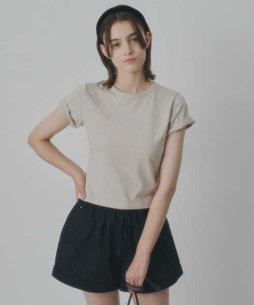 GIUNON（ジウノン）の「hem stitch t-shirt / ヘムステッチTシャツ（Tシャツ/カットソー・レディース・ネイビー/ベージュ/ホワイト/レッド・FREE）」の15枚目の写真