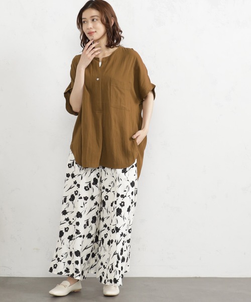 FOUND GOOD(ファウンドグッド)の「レーヨンナイロンスキッパーシャツ(シャツ/ブラウス・レディース・グリーン系5/ホワイト系5/ブラウン系5/ブラック/アイボリー・S/M/L)」の3枚目の写真