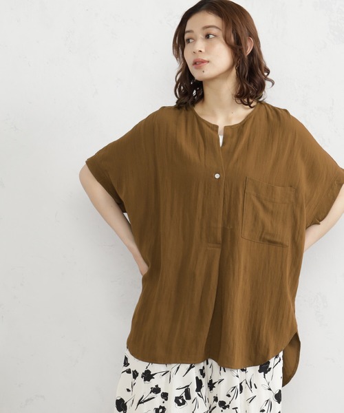 FOUND GOOD(ファウンドグッド)の「レーヨンナイロンスキッパーシャツ(シャツ/ブラウス・レディース・グリーン系5/ホワイト系5/ブラウン系5/ブラック/アイボリー・S/M/L)」の14枚目の写真